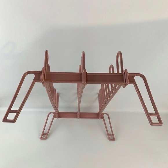 Vintage Dusty Pink Mauve Plastic Shoe Rack Storage 80's Yaffa Style Mod Minimal - Picture 11 of 13